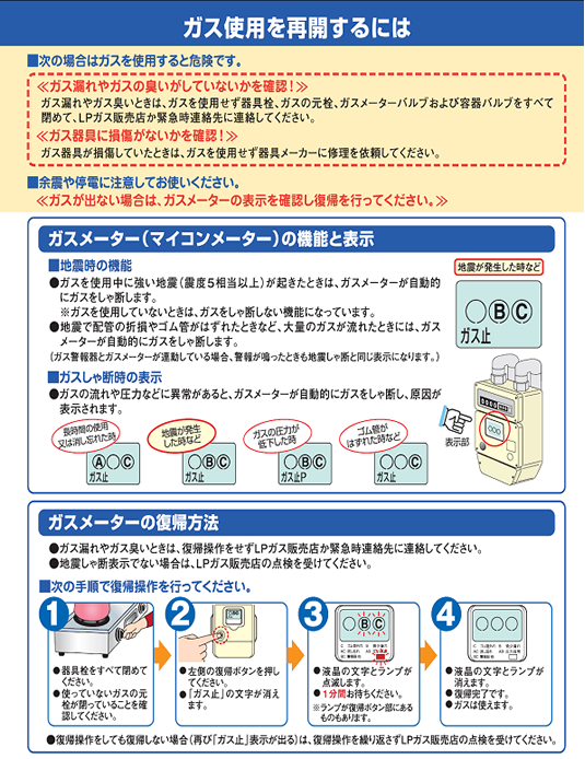 ガス使用を再開するには